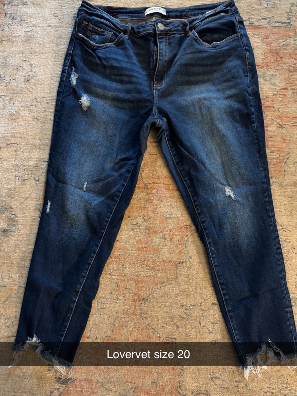 LoverVet Women’s Distressed Dark Blue Cropped Jeans